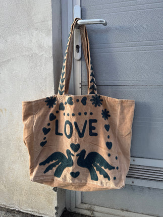 Cofur With LOVE velvet bag (beige/green)