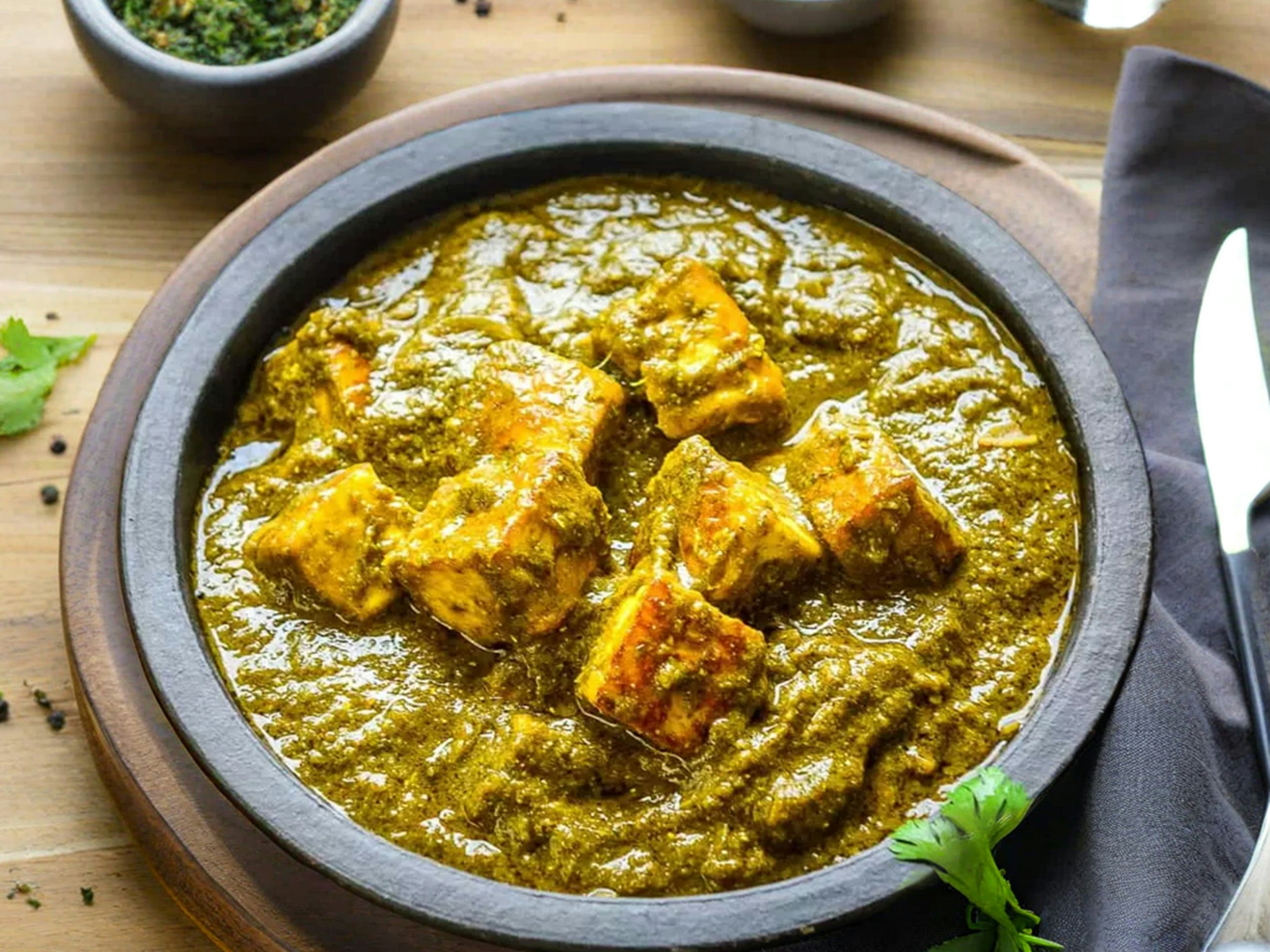 Palak Tofu (Indiase spinaziecurry met krokante tofu)
