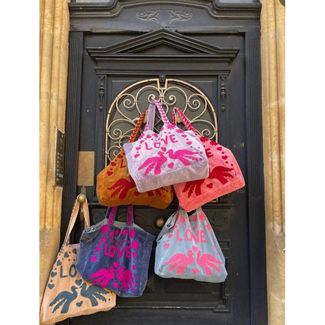 Cofur With LOVE velvet bag (grey/pink)