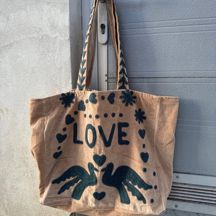 Velvet bag - Cofur ☮ beige-groen