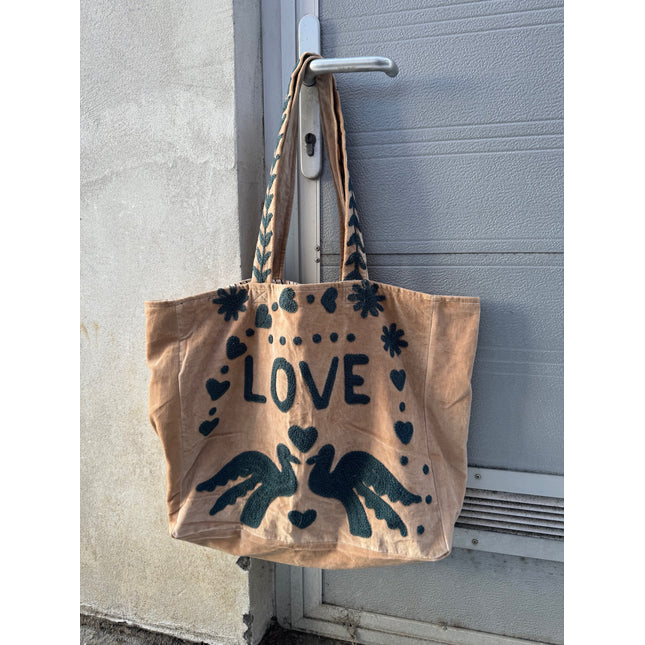 Velvet bag - Cofur ☮ beige-groen