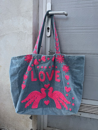 Cofur With LOVE velvet bag (grey/pink)