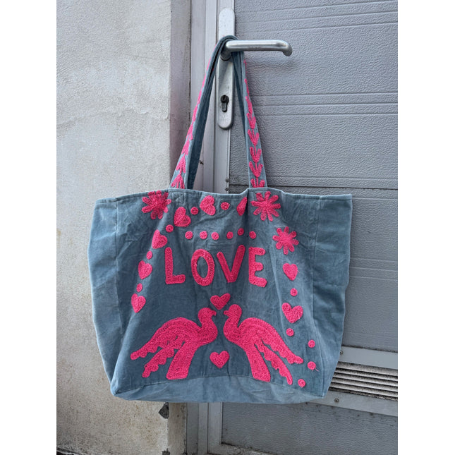 Cofur With LOVE velvet bag (grey/pink)