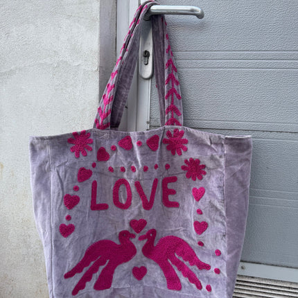 Cofur With LOVE velvet bag (lavender/red)