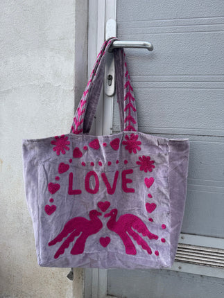 Cofur With LOVE velvet bag (lavender/red)