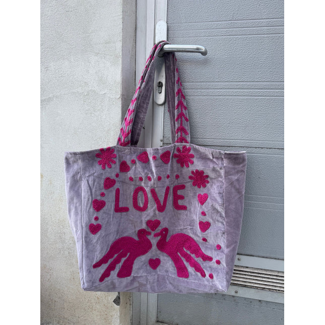 Cofur With LOVE velvet bag (lavender/red)