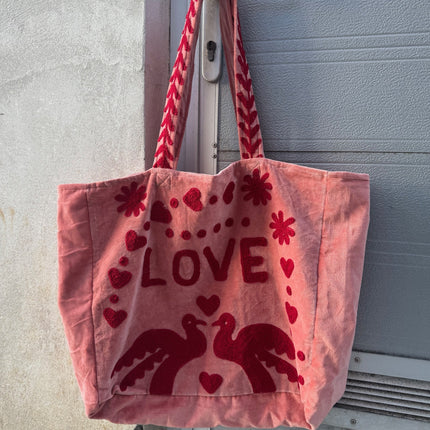 Cofur With LOVE velvet bag (pink/red)