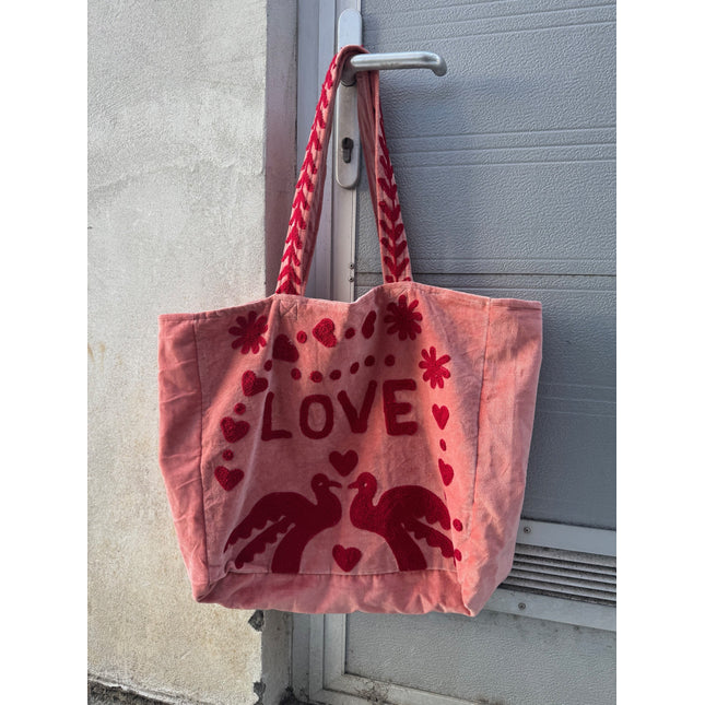Cofur With LOVE velvet bag (pink/red)
