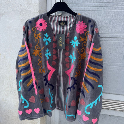 Velvet Love & Peace Jacket – Cofur ☮ Antraciet