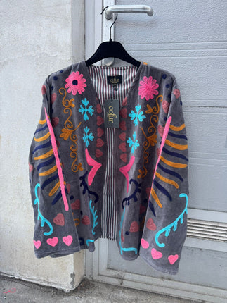 Velvet Love & Peace Jacket – Cofur ☮ Antraciet