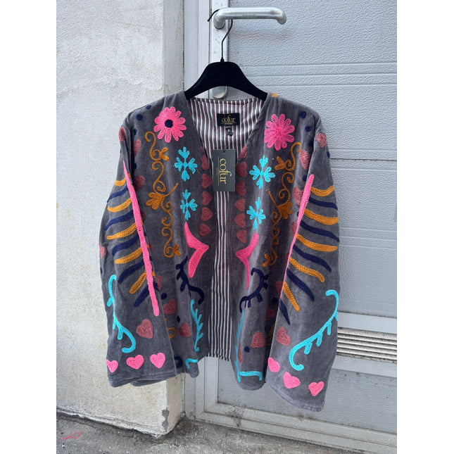 Velvet Love & Peace Jacket – Cofur ☮ Antraciet