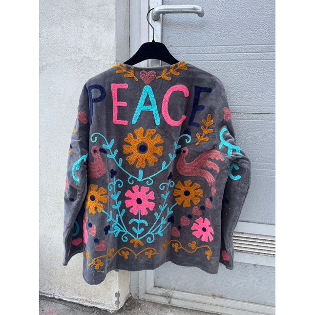 Velvet Love & Peace Jacket – Cofur ☮ Antraciet