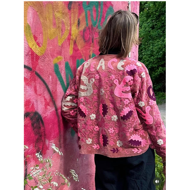 Cofur velvet jacket PEACE BIRD (dirty rose)