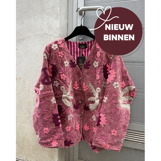 Cofur velvet jacket PEACE BIRD (dirty rose)