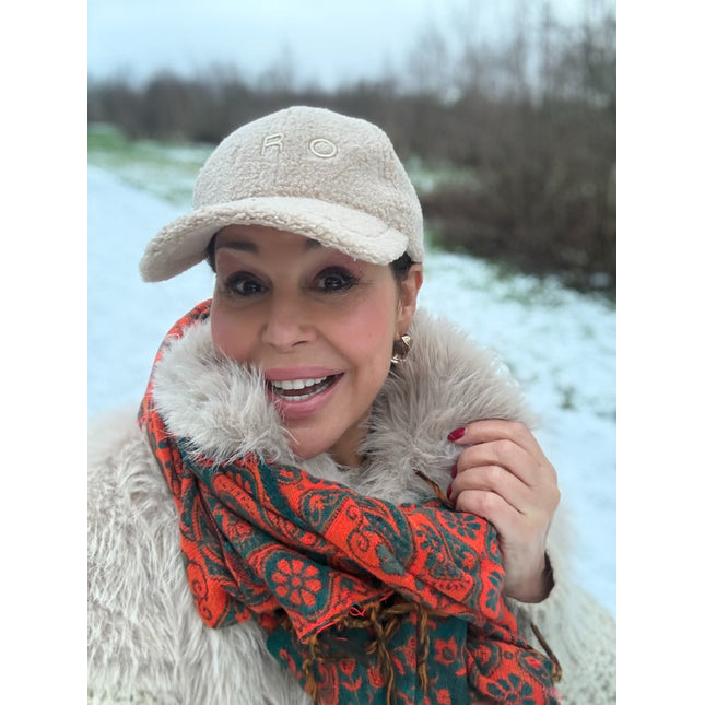 Ultra zachte oranje-zeegroene sjaal en meditatiedeken in één